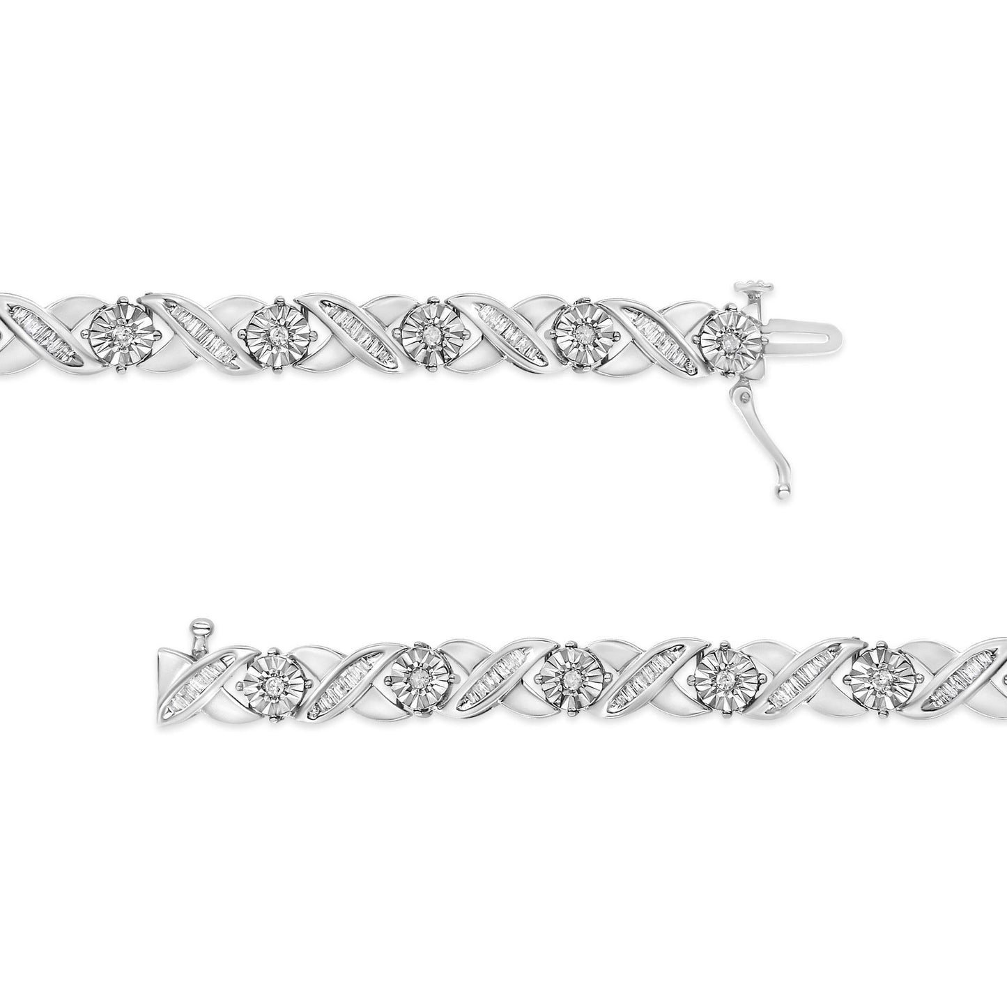 “.925 Sterling Silver Diamond X-Link Tennis Bracelet – 1.0 Cttw, 7″