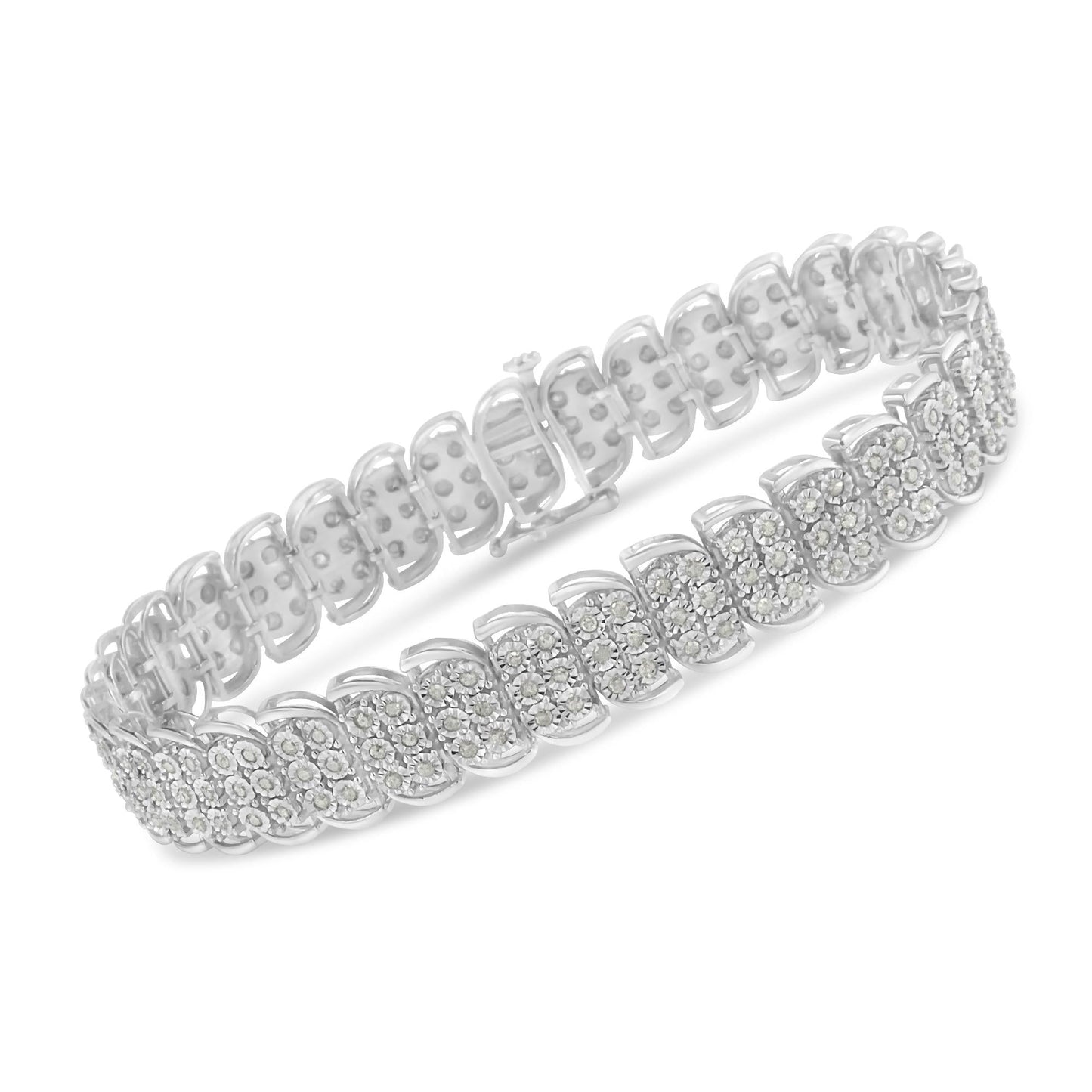 “.925 Sterling Silver 3-Row Diamond Tennis Bracelet – 1.08 Cttw, 7″