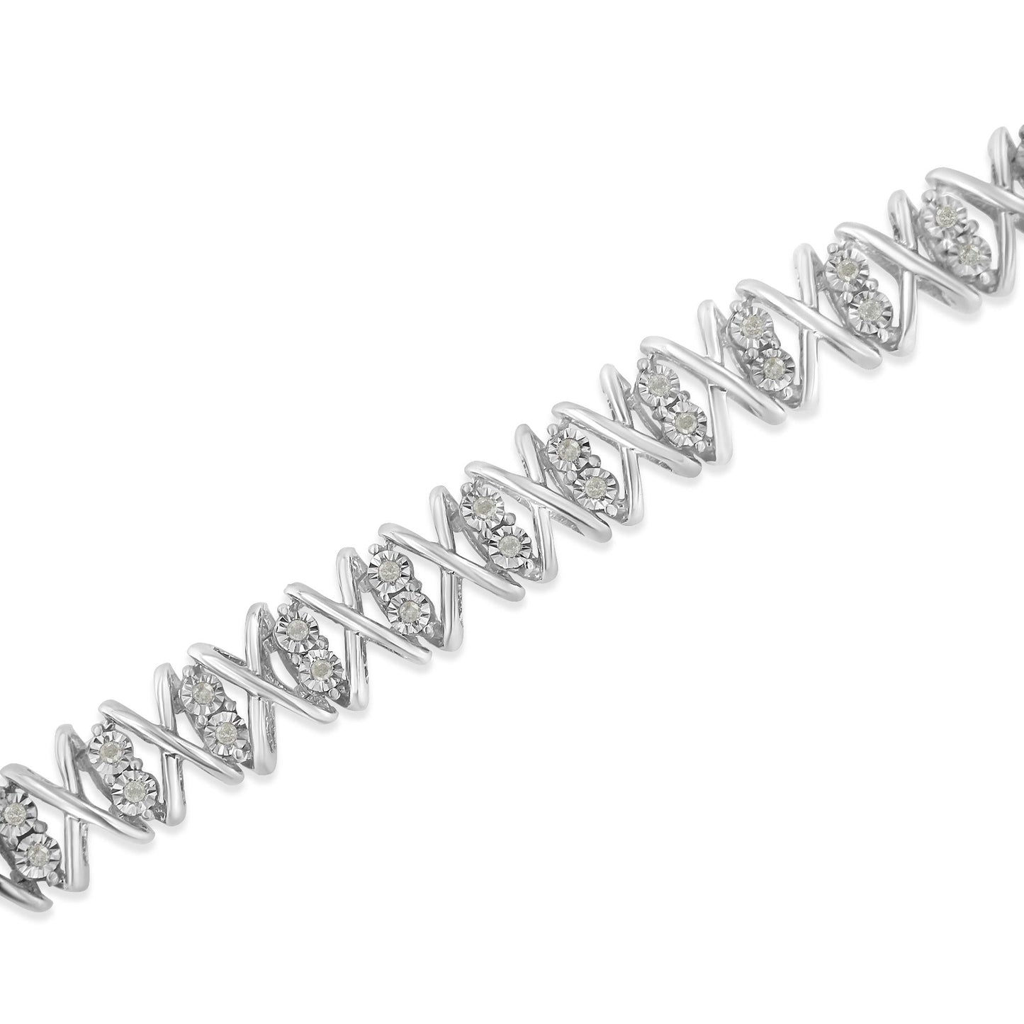 .925 Sterling Silver 2.0 Cttw Rose Cut Diamond X Link Tennis Bracelet (I-J Color, I2-I3 Clarity) – 7"