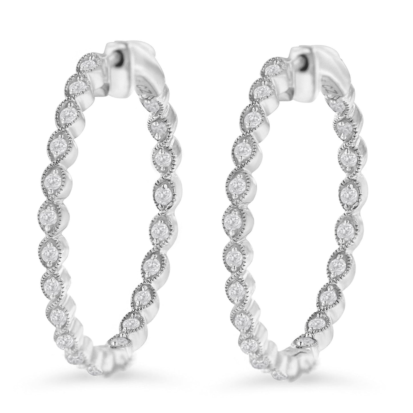 Sterling-Silver Diamond Hoop Earring (3/4 Cttw, I-J Color, I3 Clarity)