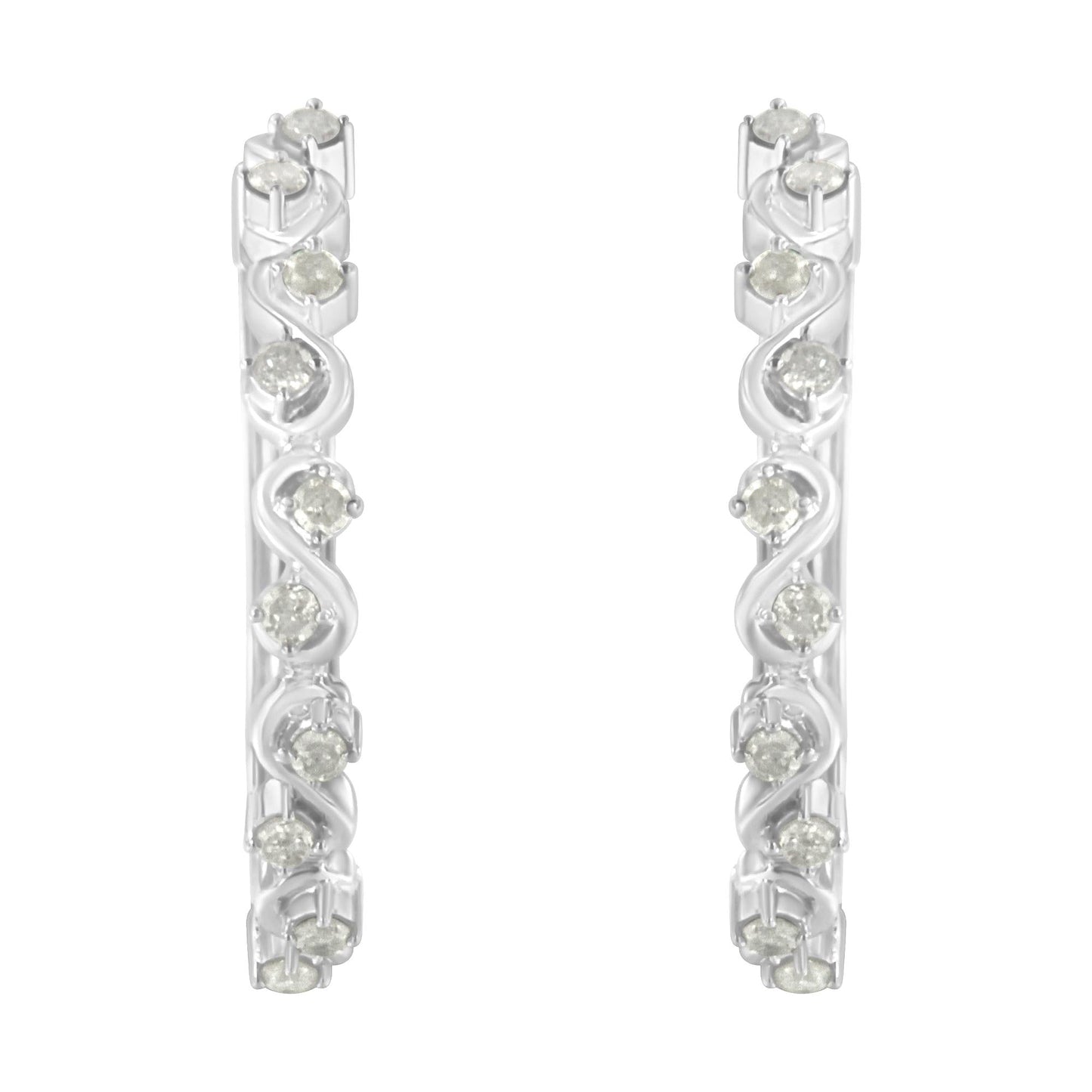Sterling-Silver Diamond Hoop Earring (1/2 Cttw, I-J Color, I3 Clarity)