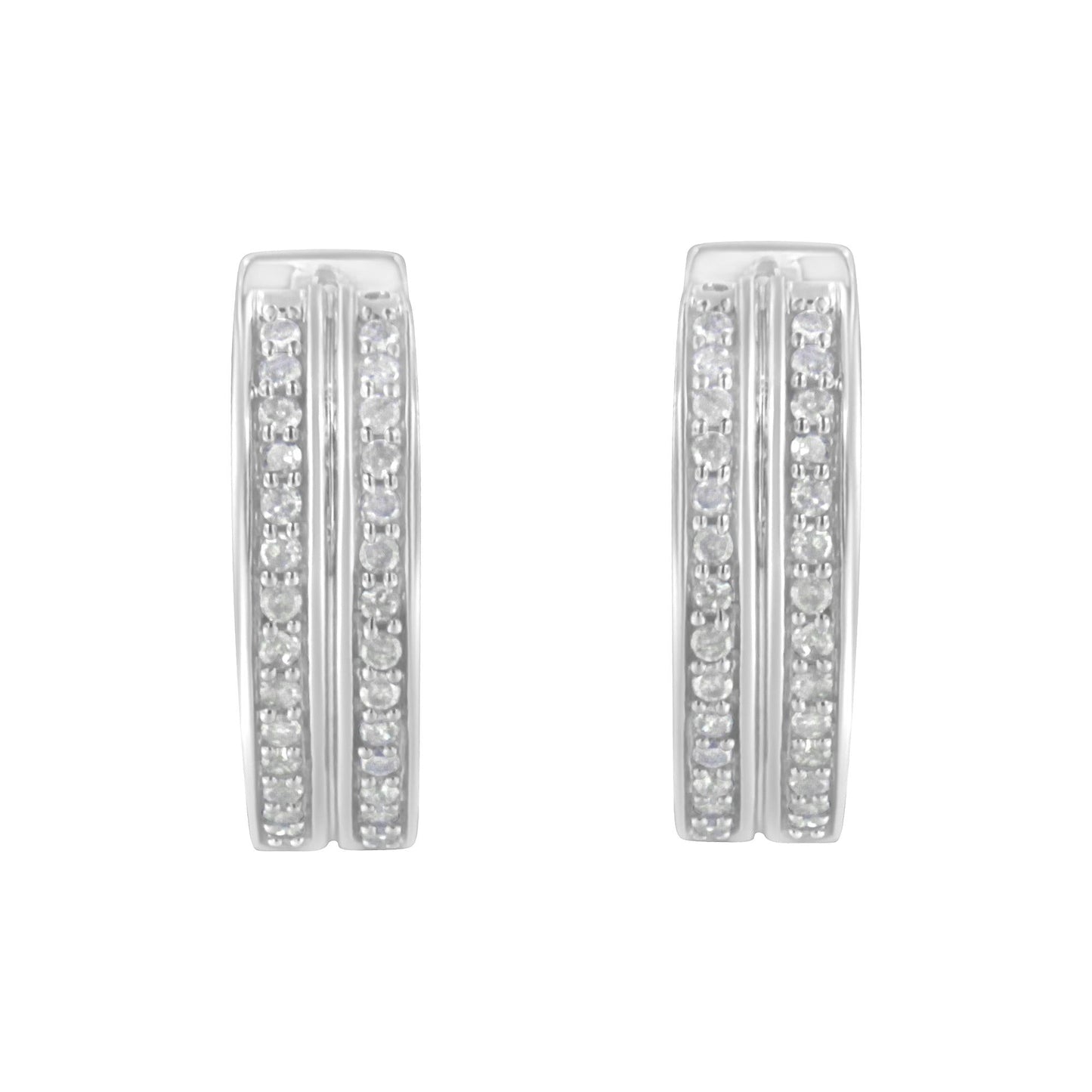 10K White Gold Diamond Hoop Earrings (1/2 Cttw, I-J Color, I2-I3 Clarity)