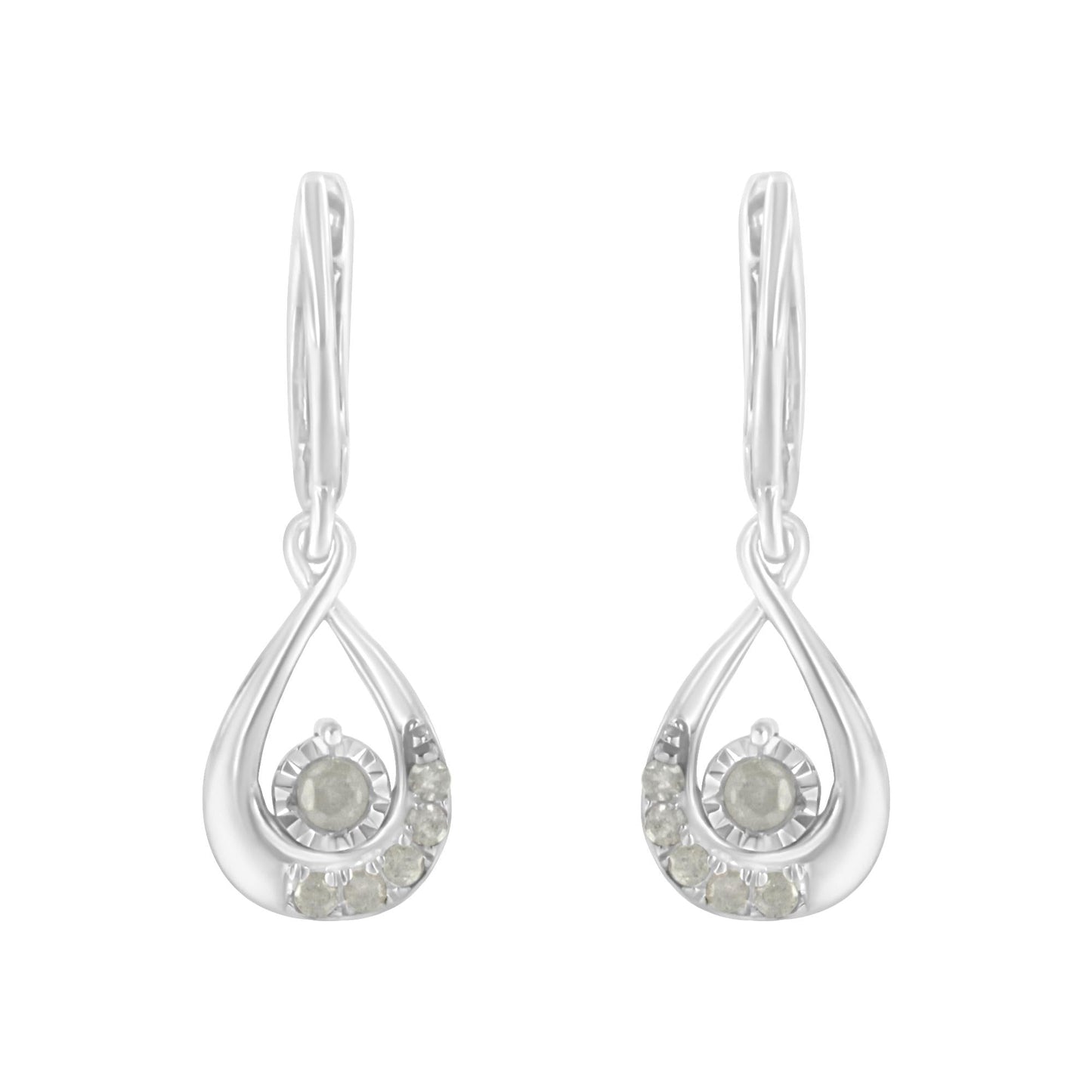 .925 Sterling-Silver 1/5 CTTW Miracle-Set Round Diamond Drop and Dangle Hoop Earring (I-J Color, I3 Clarity)