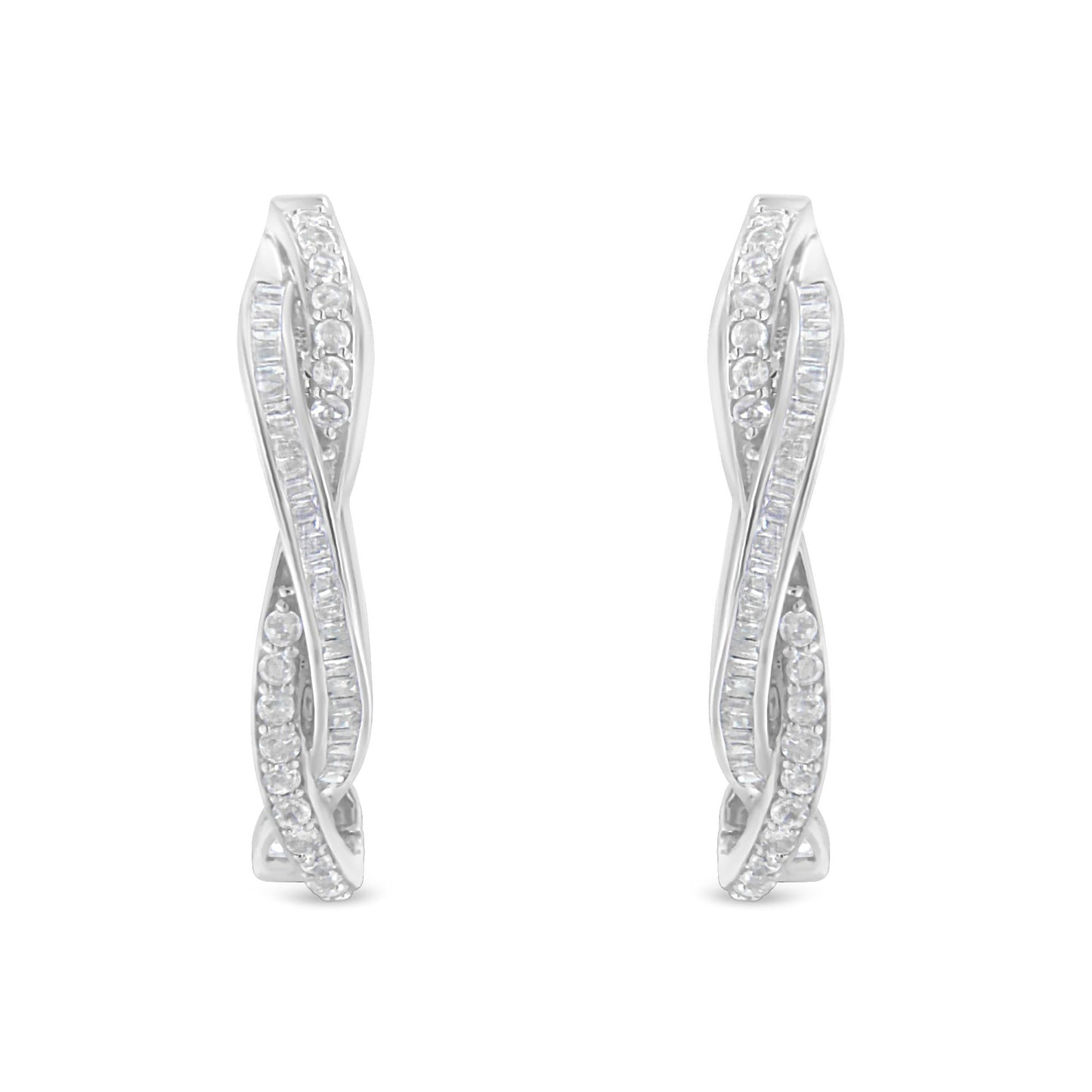 Sterling Silver Diamond Hoop Earrings (0.75 CTTW, I-J Color, I2-I3 Clarity)