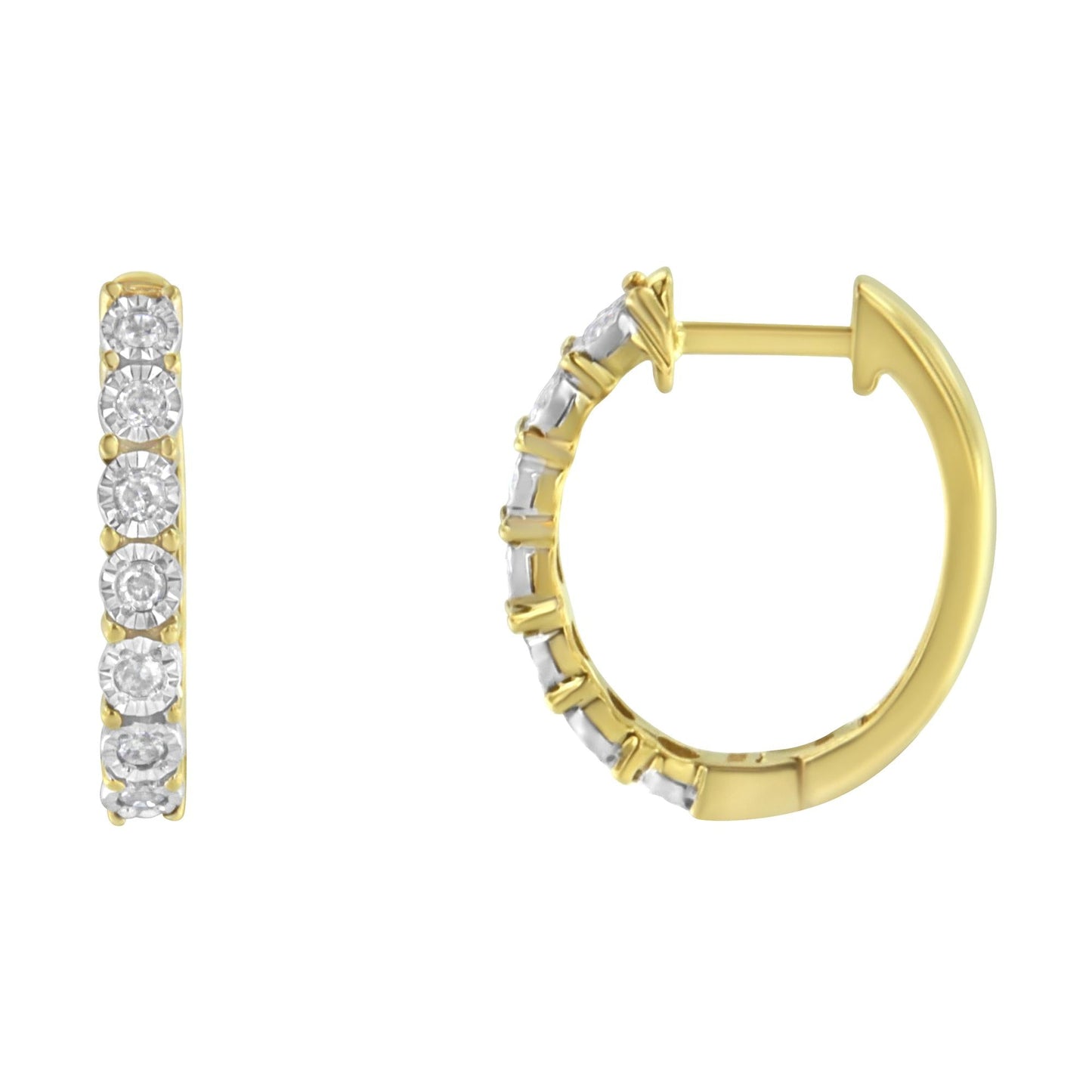 10KT Two-Tone Gold Diamond Hoop Earrings (1/4 Cttw, J-K Color, I2-I3 Clarity)