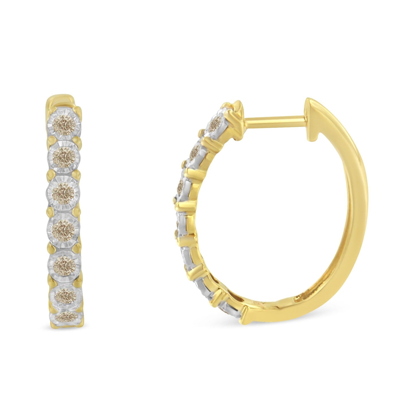 10KT Two-Tone Gold Diamond Hoop Earrings (1/2 Cttw, J-K Color, I2-I3 Clarity)