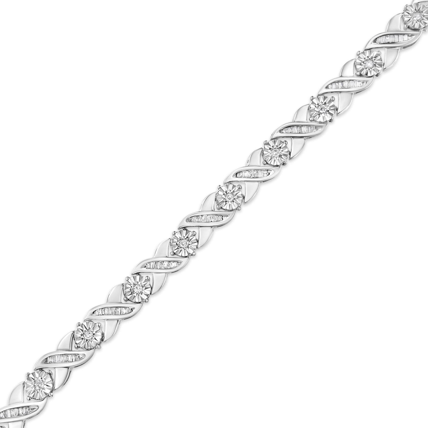 “.925 Sterling Silver Diamond X-Link Tennis Bracelet – 1.0 Cttw, 7″