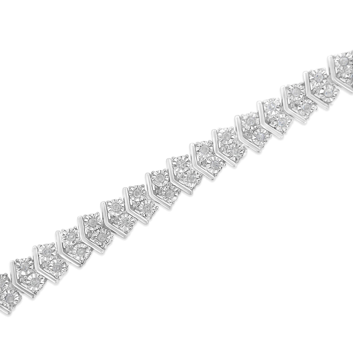 “.925 Sterling Silver Chevron Diamond Tennis Bracelet – 1.0 Cttw, 7″