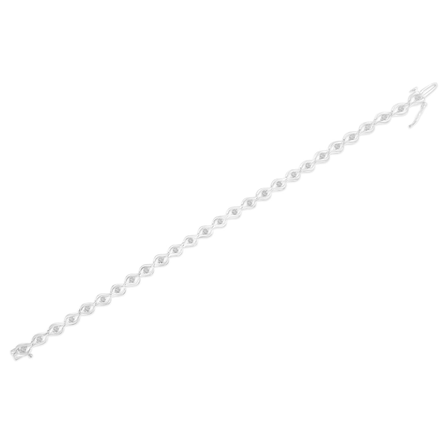 .925 Sterling Silver 1/2 Cttw Rose Cut Diamond Almond Shape Link Tennis Bracelet (I-J Color, I3 Clarity)