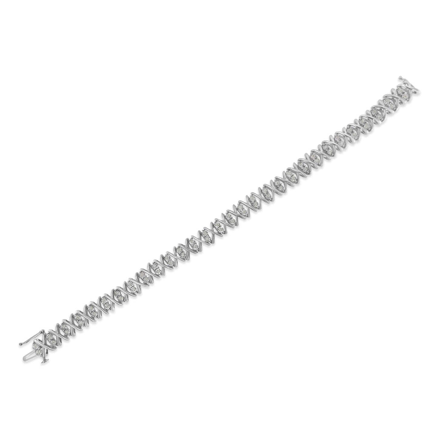 .925 Sterling Silver 2.0 Cttw Rose Cut Diamond X Link Tennis Bracelet (I-J Color, I2-I3 Clarity) – 7"