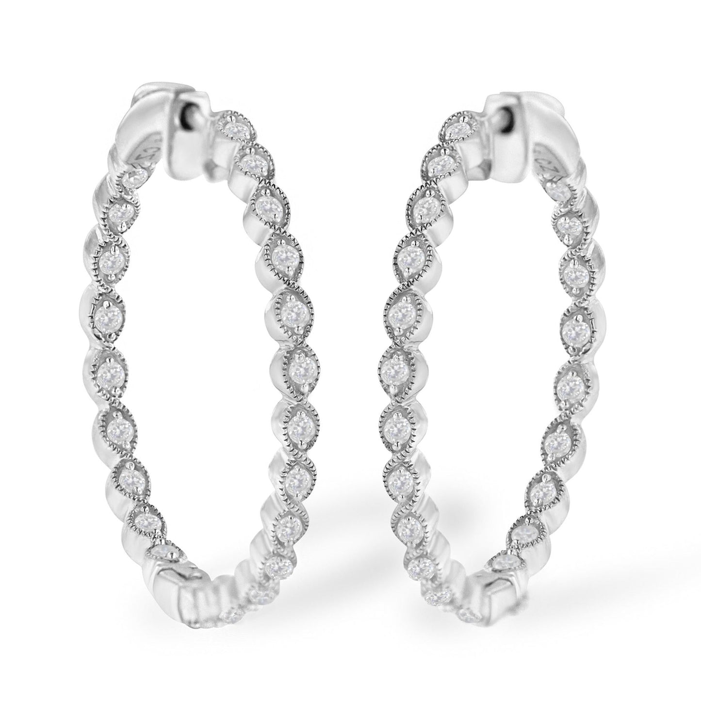 Sterling-Silver Diamond Hoop Earring (3/4 Cttw, I-J Color, I3 Clarity)