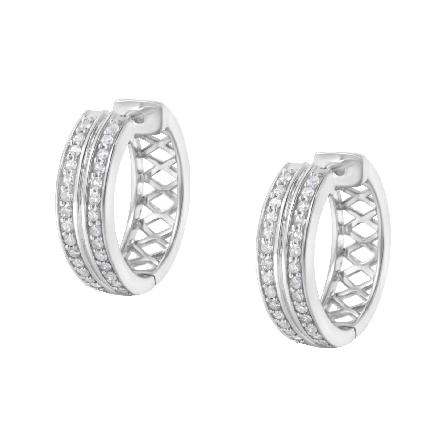 10K White Gold Diamond Hoop Earrings (1/2 Cttw, I-J Color, I2-I3 Clarity)