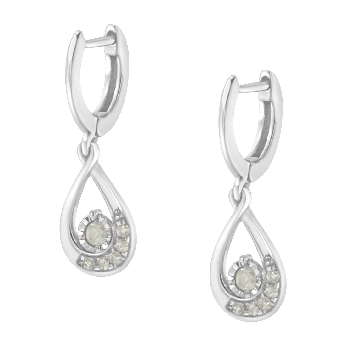 .925 Sterling-Silver 1/5 CTTW Miracle-Set Round Diamond Drop and Dangle Hoop Earring (I-J Color, I3 Clarity)