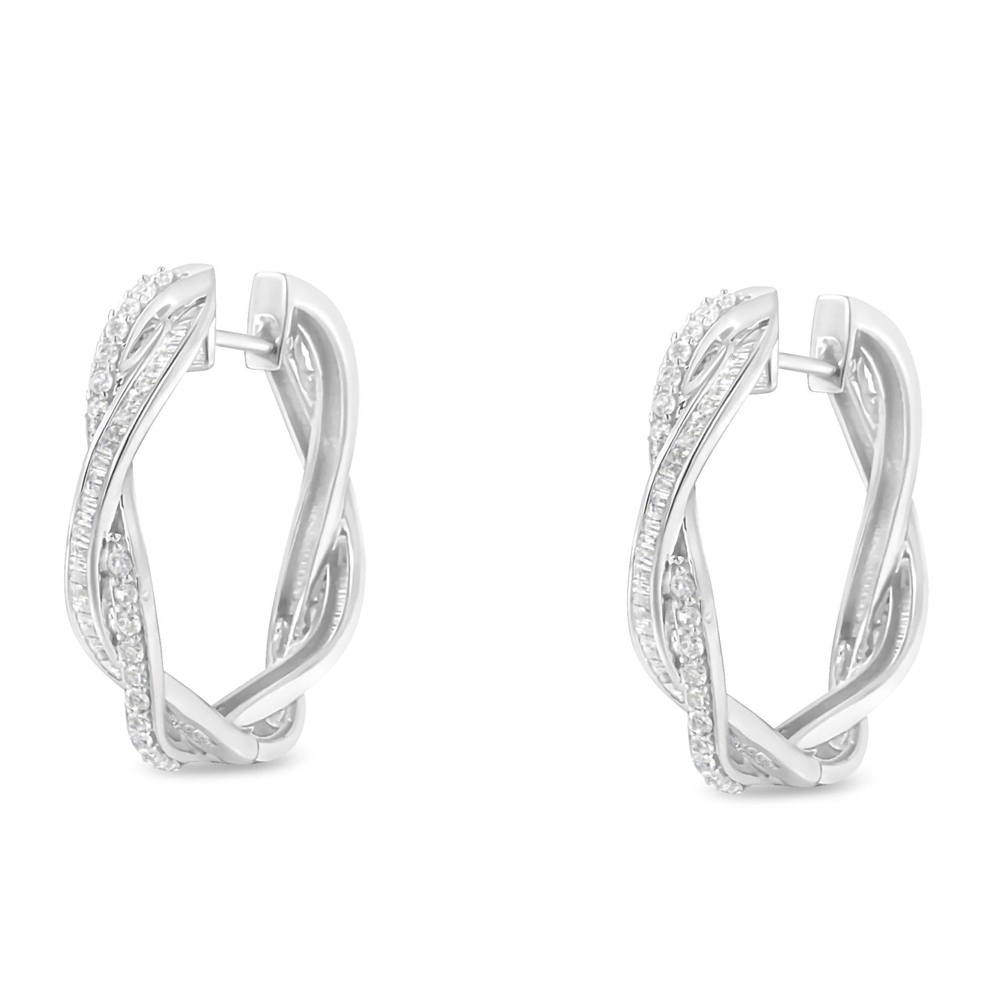 Sterling Silver Diamond Hoop Earrings (0.75 CTTW, I-J Color, I2-I3 Clarity)