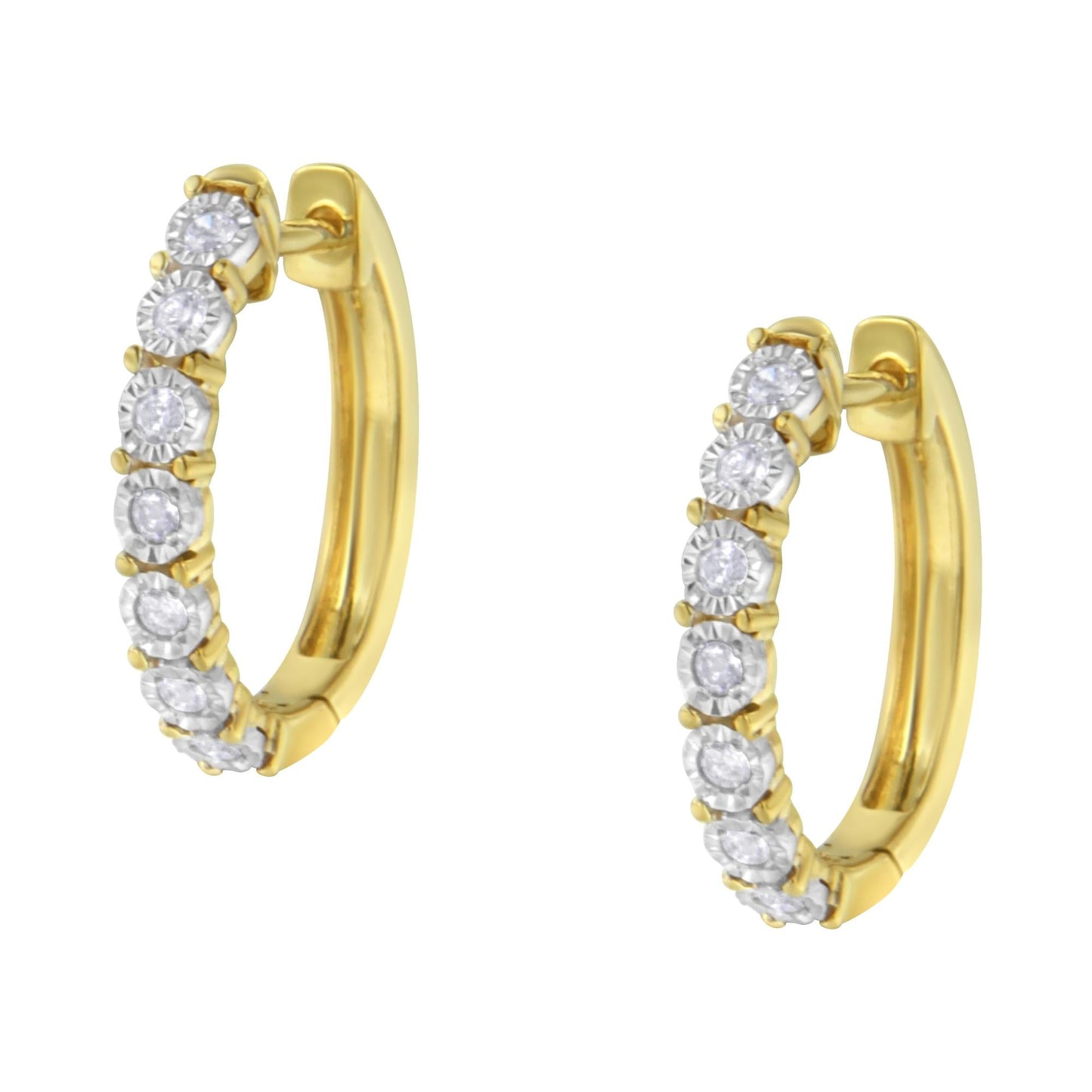 10KT Two-Tone Gold Diamond Hoop Earrings (1/4 Cttw, J-K Color, I2-I3 Clarity)