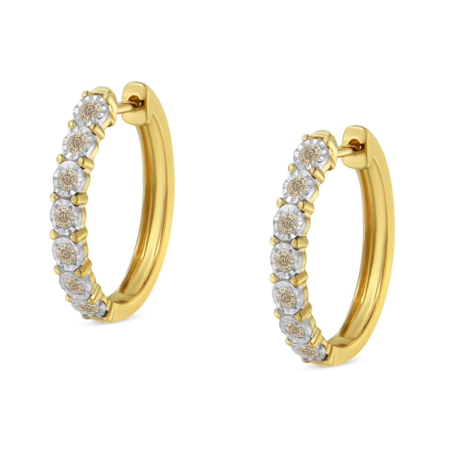 10KT Two-Tone Gold Diamond Hoop Earrings (1/2 Cttw, J-K Color, I2-I3 Clarity)