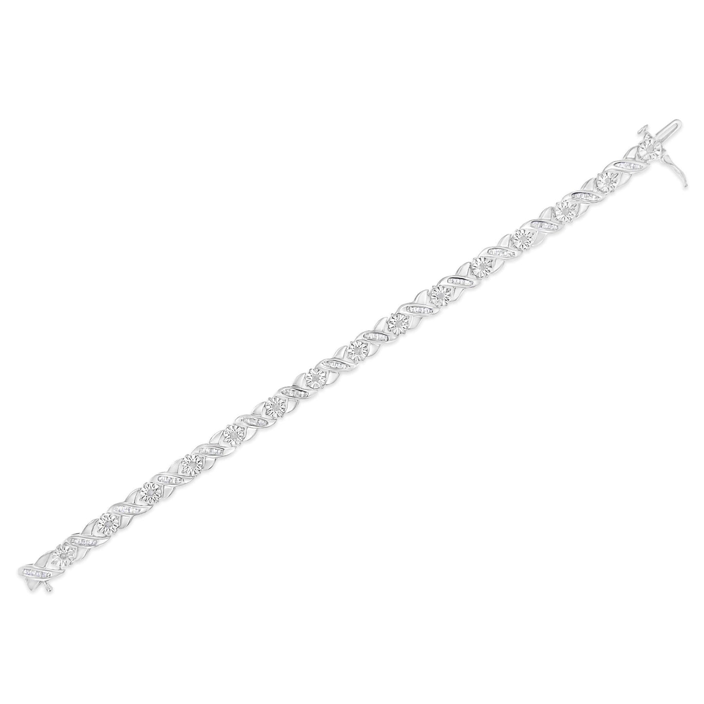 “.925 Sterling Silver Diamond X-Link Tennis Bracelet – 1.0 Cttw, 7″