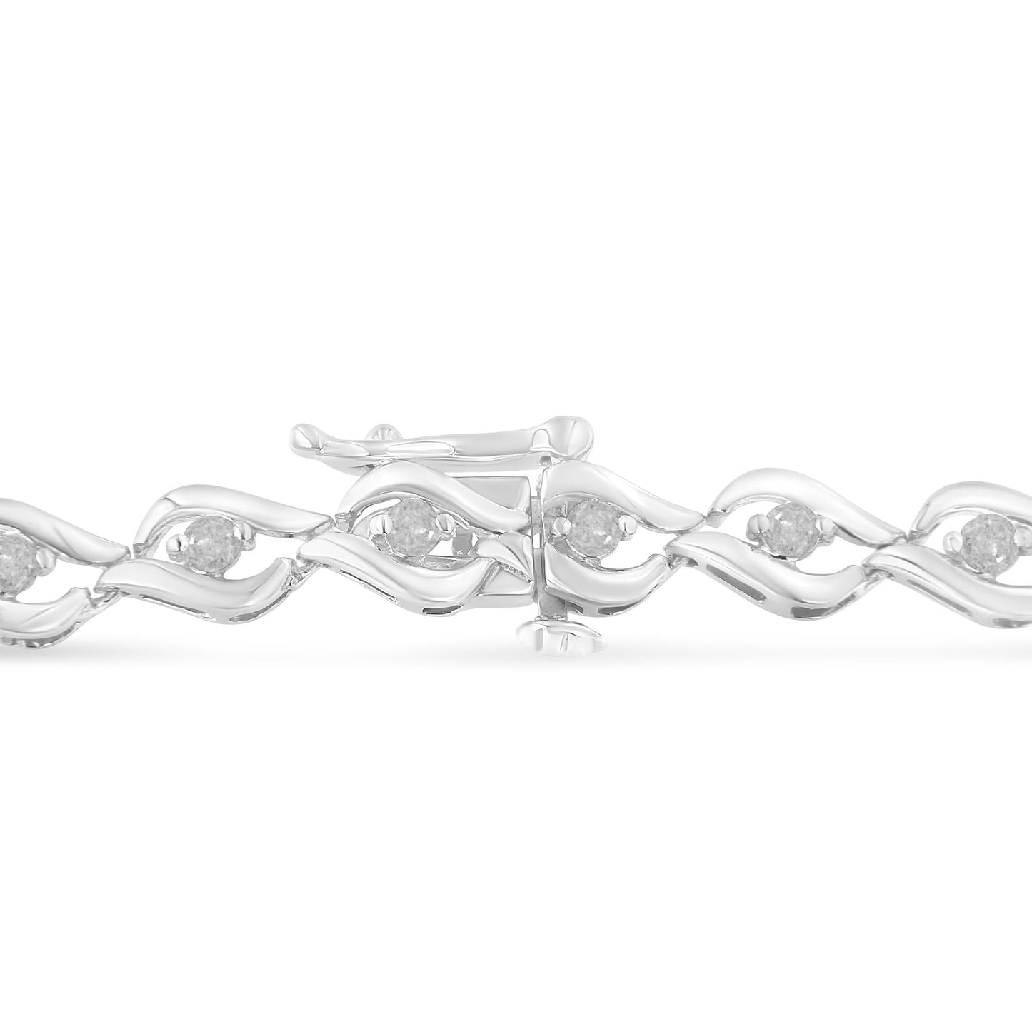 .925 Sterling Silver 1/2 Cttw Rose Cut Diamond Almond Shape Link Tennis Bracelet (I-J Color, I3 Clarity)