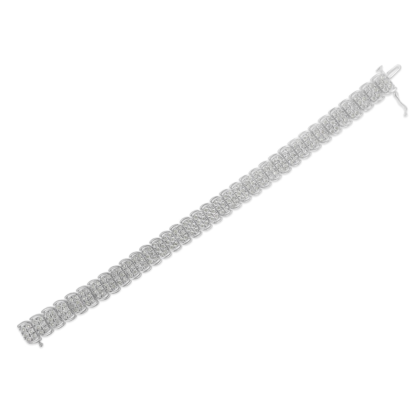 “.925 Sterling Silver 3-Row Diamond Tennis Bracelet – 1.08 Cttw, 7″