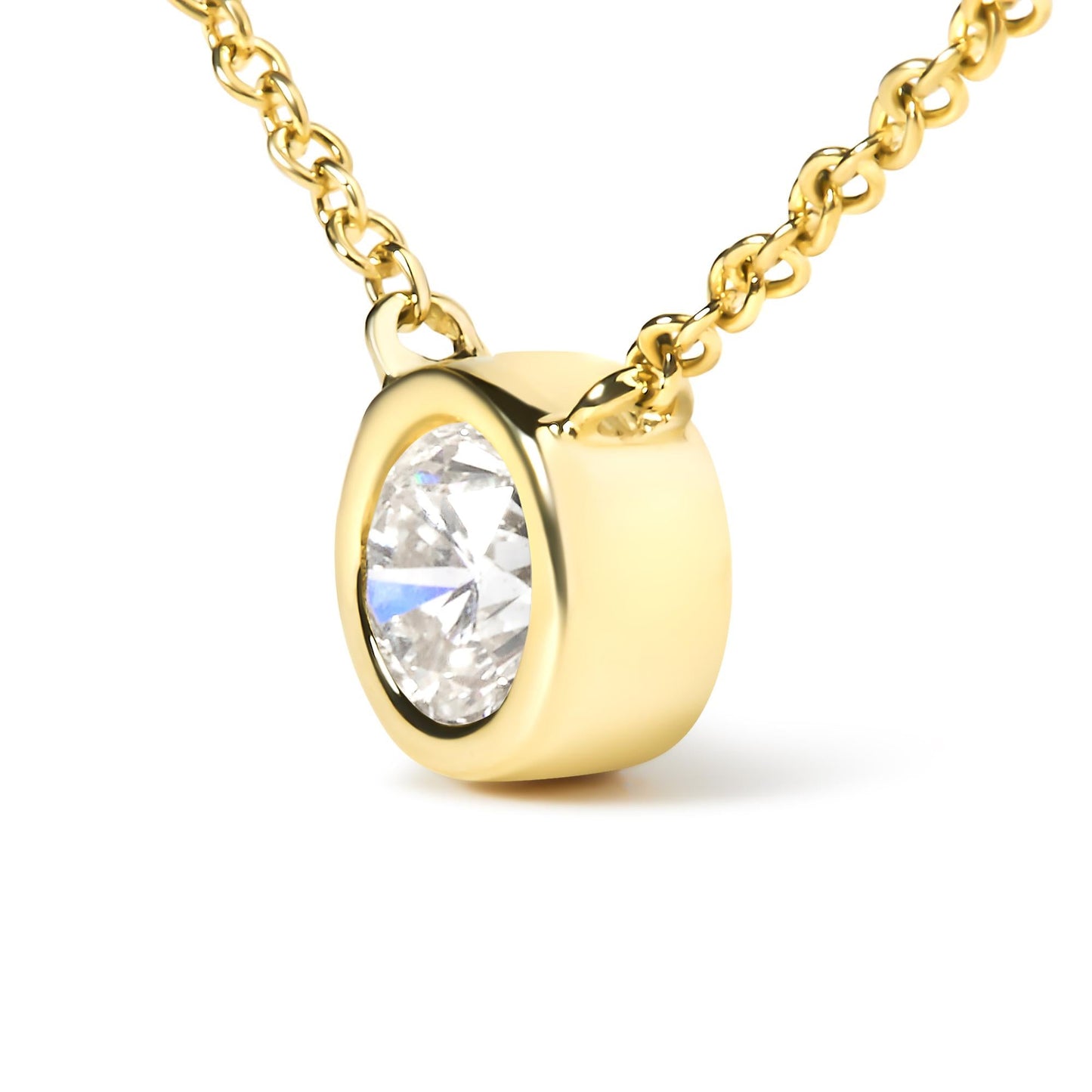 10K Yellow Gold 1/2 Carat Diamond Bezel-Set Solitaire Pendant Necklace – Haus of Brilliance