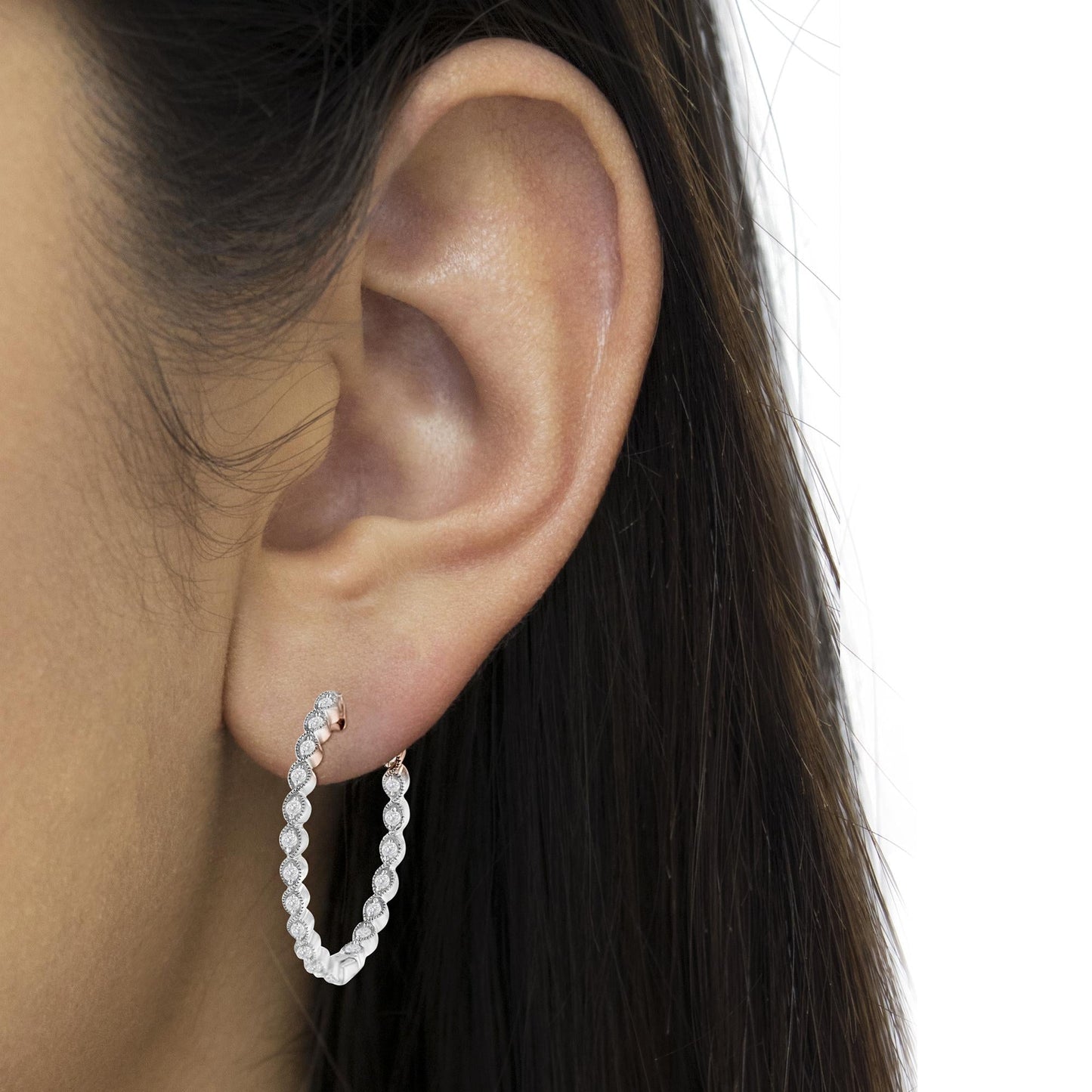 Sterling-Silver Diamond Hoop Earring (3/4 Cttw, I-J Color, I3 Clarity)