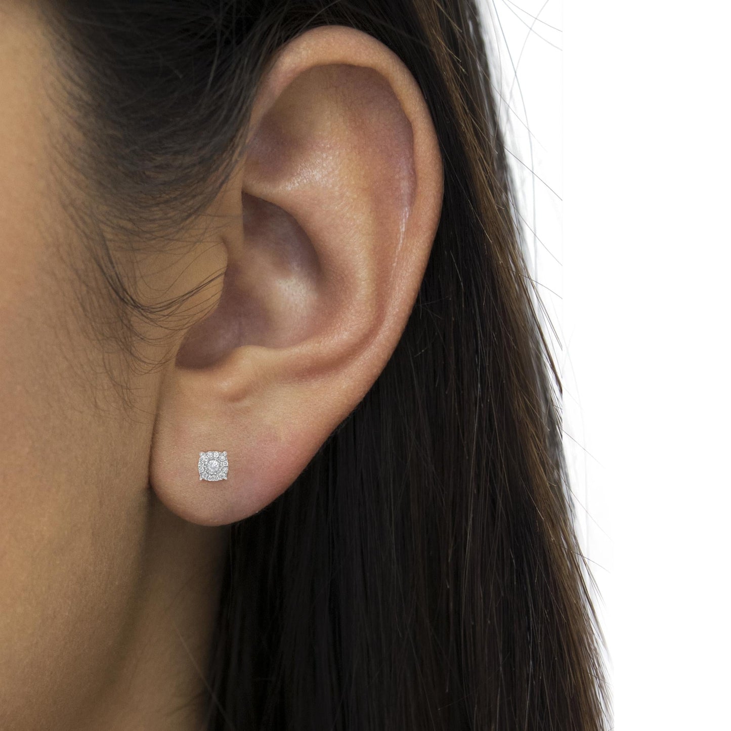 Sterling Silver 1/2 CTTW Diamond Square Stud Earrings – I-J Color, I2-I3 Clarity