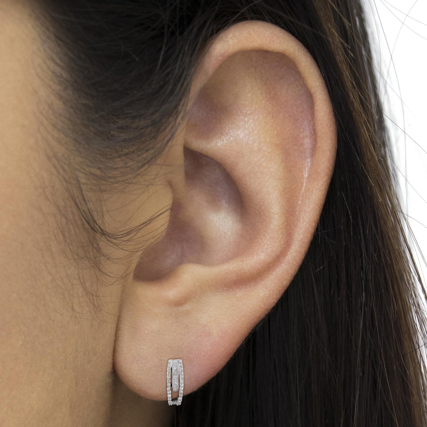 Sterling Silver Diamond J-Stud Earrings (3/4 CTTW, I-J Color, I3 Clarity)