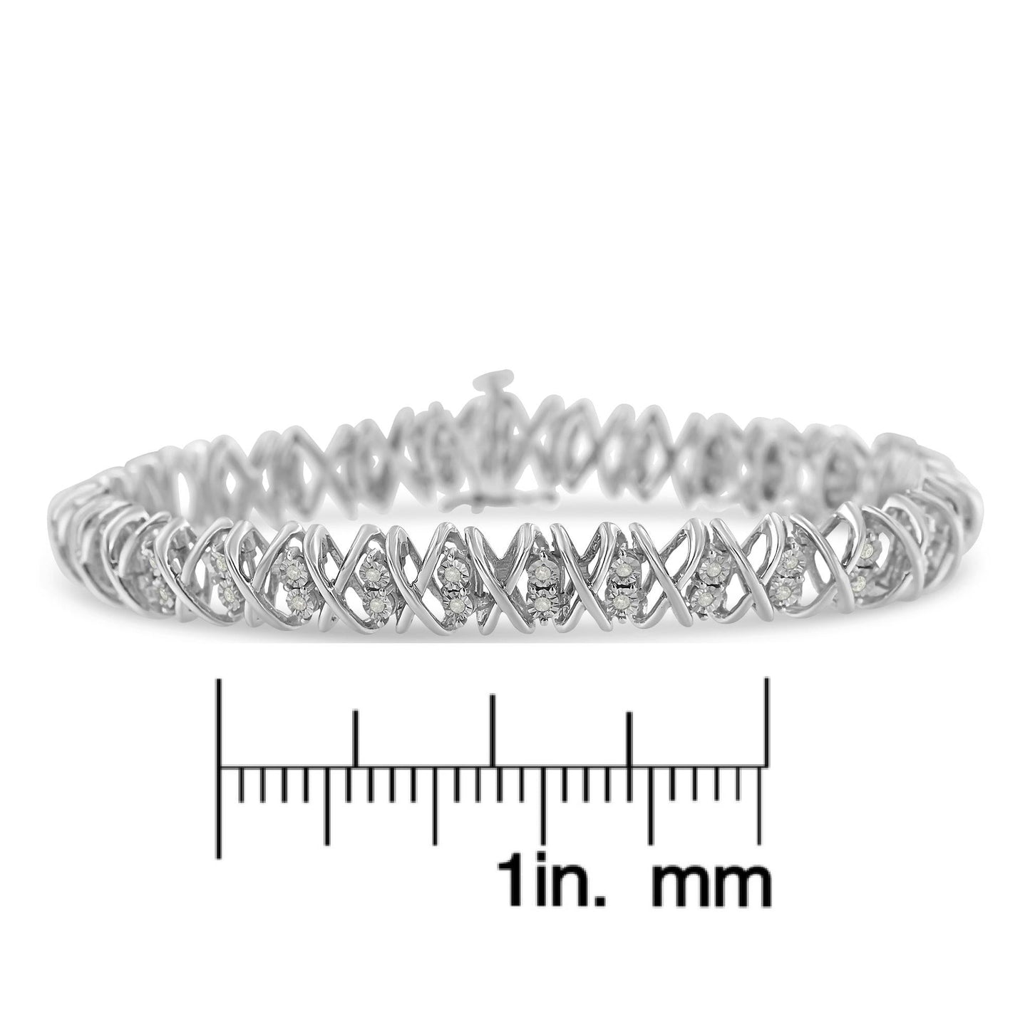 .925 Sterling Silver 2.0 Cttw Rose Cut Diamond X Link Tennis Bracelet (I-J Color, I2-I3 Clarity) – 7"