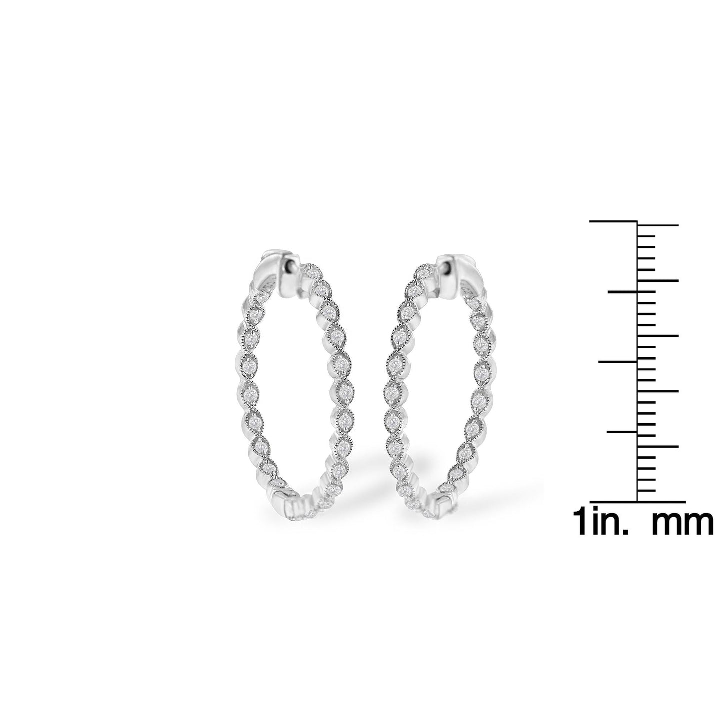 Sterling-Silver Diamond Hoop Earring (3/4 Cttw, I-J Color, I3 Clarity)