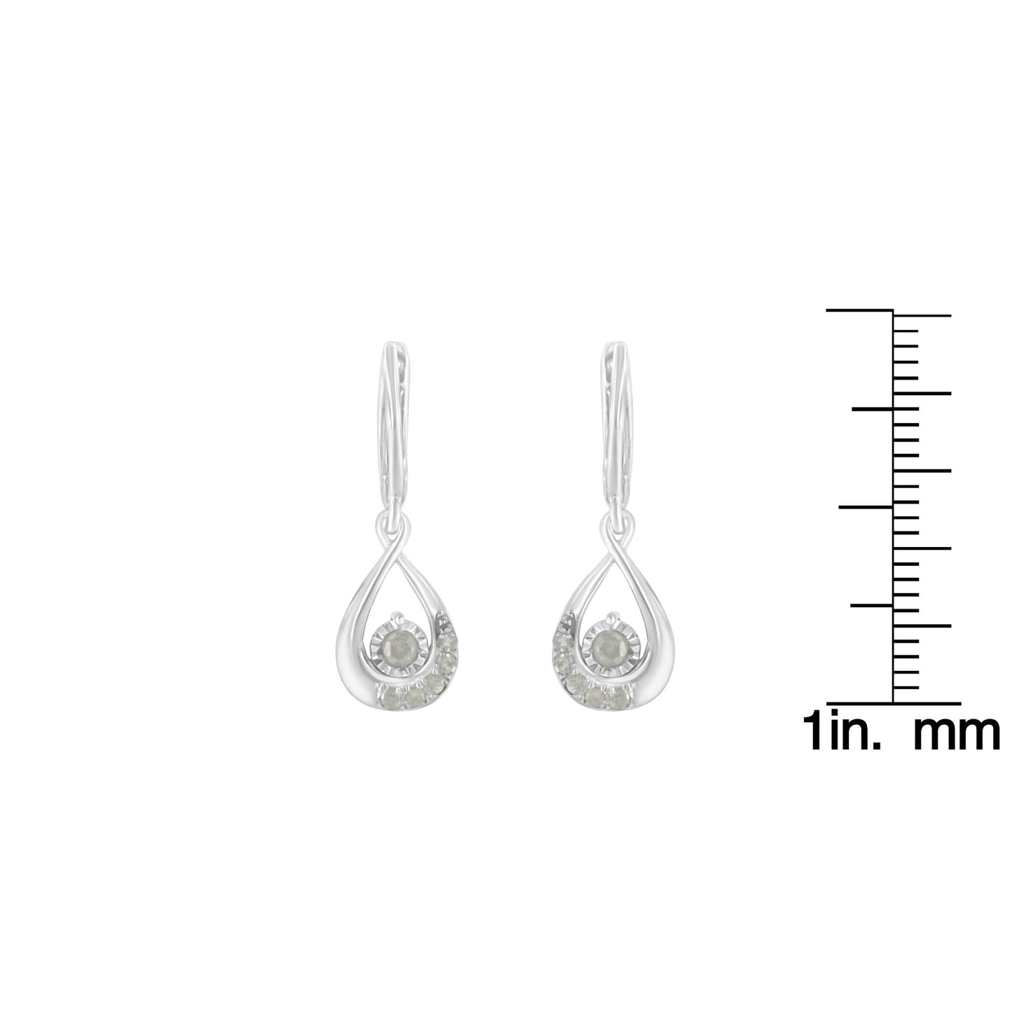 .925 Sterling-Silver 1/5 CTTW Miracle-Set Round Diamond Drop and Dangle Hoop Earring (I-J Color, I3 Clarity)