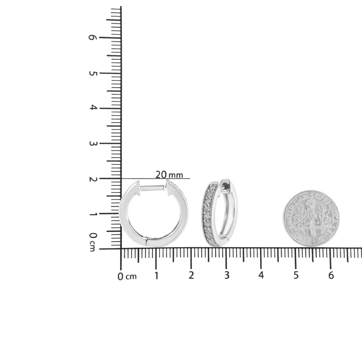 10K White Gold 1/4 Cttw Shared Prong Set Round-Cut Diamond Beaded Hoop Earrings (I-J Color, I3 Clarity)