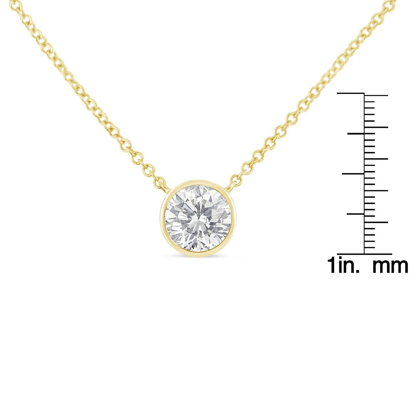 10K Yellow Gold 1/2 Carat Diamond Bezel-Set Solitaire Pendant Necklace – Haus of Brilliance