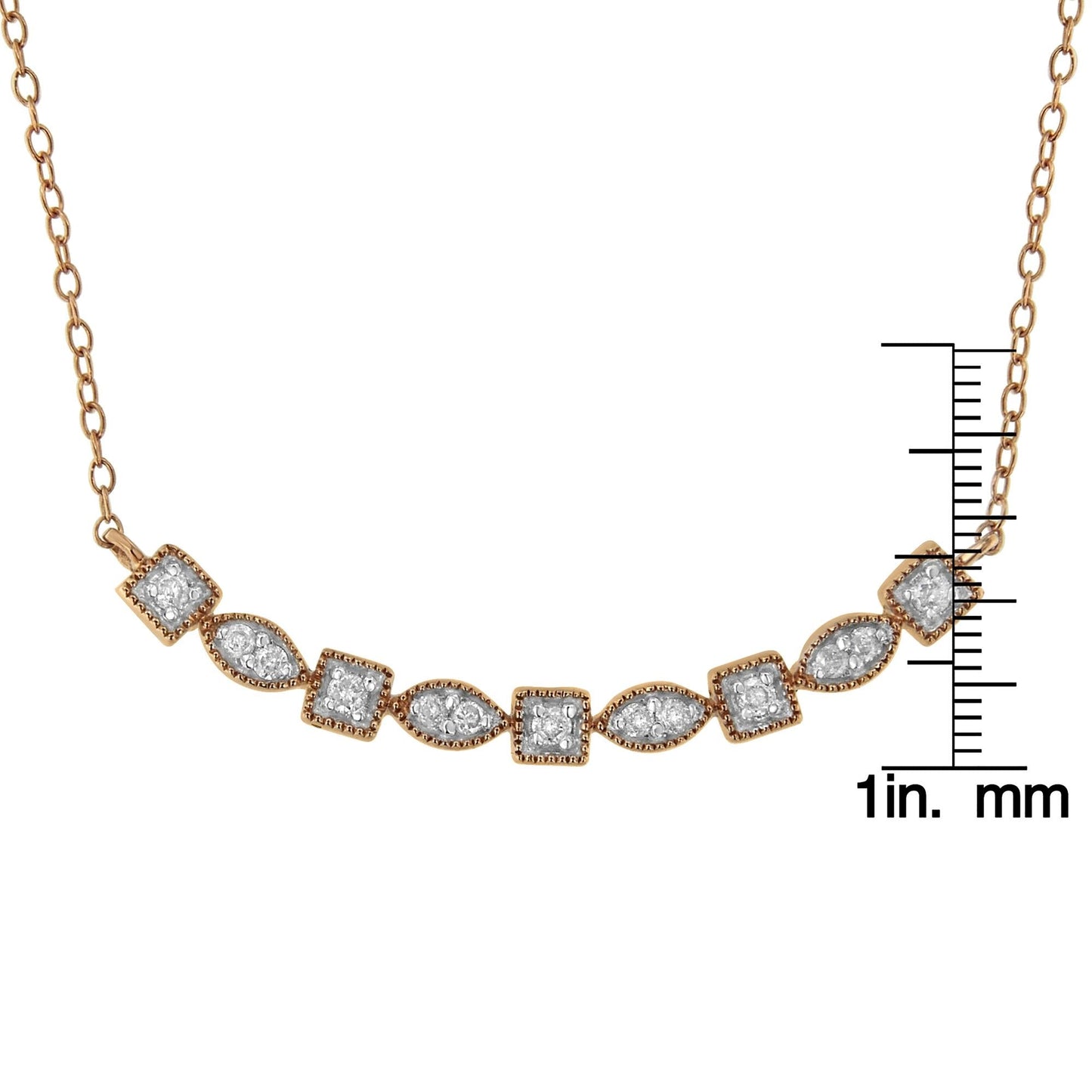 “10KT Rose Gold Sterling Silver Diamond Bar Necklace – 1/4 Cttw”