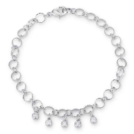 .55 Ct Stunning 8" Rhodium Bracelet with CZ Charms