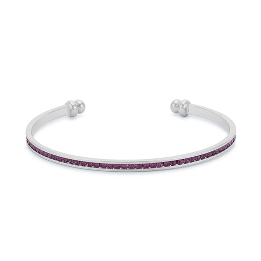 Channel-Set Amethyst Purple Cubic Zirconia Cuff
