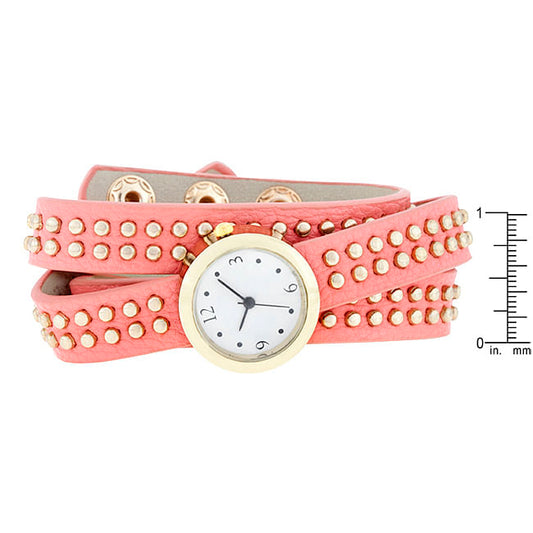 Pink Mini Studded Wrap Watch