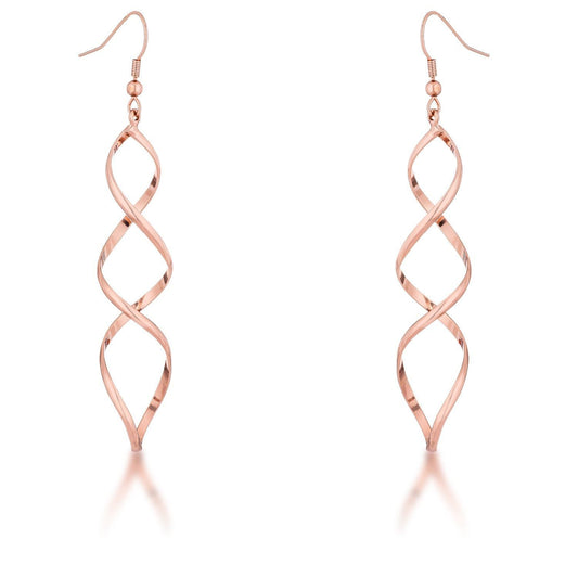 Rose Goldtone Twist Earrings – Elegant Spiral Design