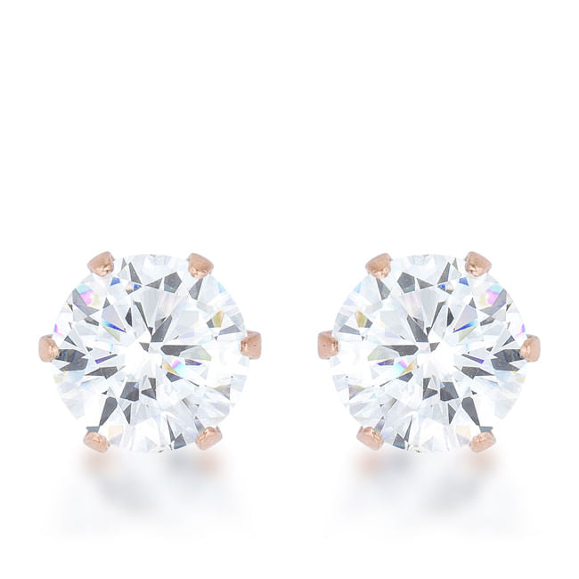 Reign 3.4ct CZ Rose Gold Stainless Steel Stud Earrings