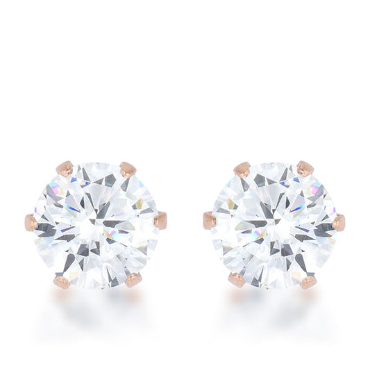 Reign 3.4ct CZ Rose Gold Stainless Steel Stud Earrings
