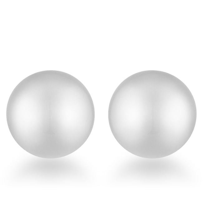 Julie Rhodium Sphere Stud Earrings – Minimalist Polished Finish