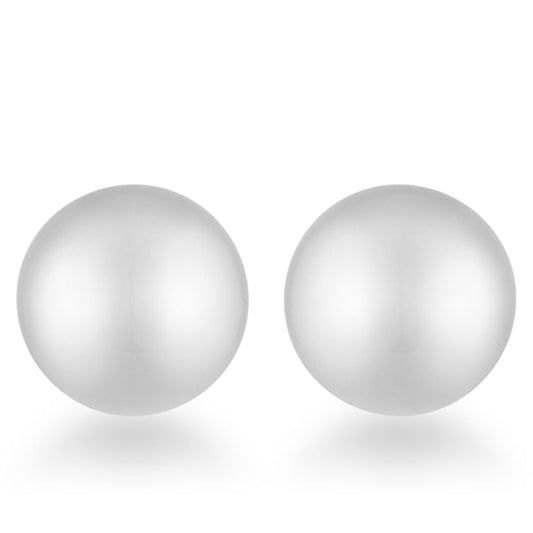 Julie Rhodium Sphere Stud Earrings – Minimalist Polished Finish
