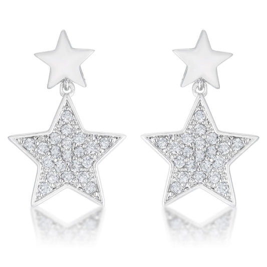 Bianca 0.5ct CZ Rhodium Star Drop Earrings