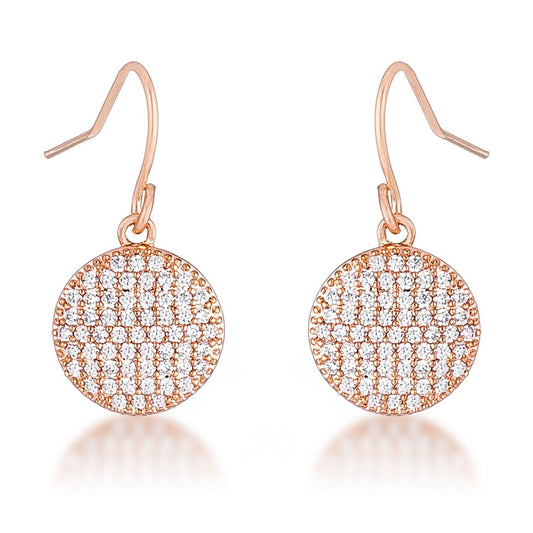 .6 Ct Elegant CZ Rose Gold Plated Disk Earrings