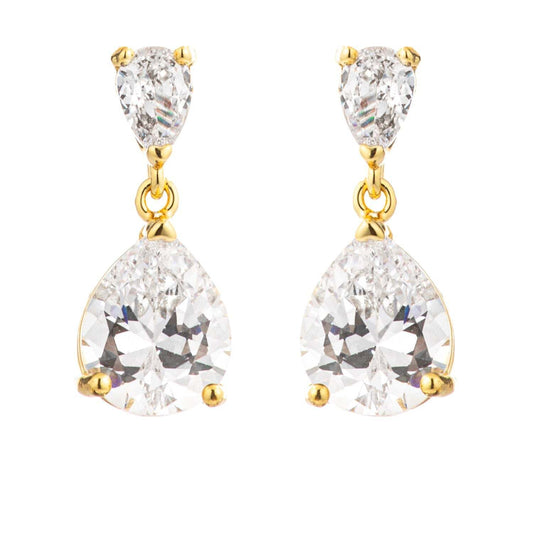 18k Gold Plated Double Pear Drop Earrings