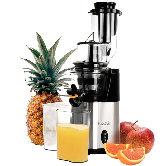 MegaChef Wide Mouth Juice Extractor, Juice Machine with Dual Speed Centrifugal Juicer, Stainless Steel Juicers Easy to Clean