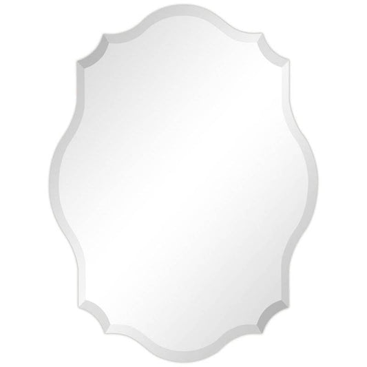 Modern Frameless 32 x 24 inch Scalloped Beveled Accent Bathroom Mirror
