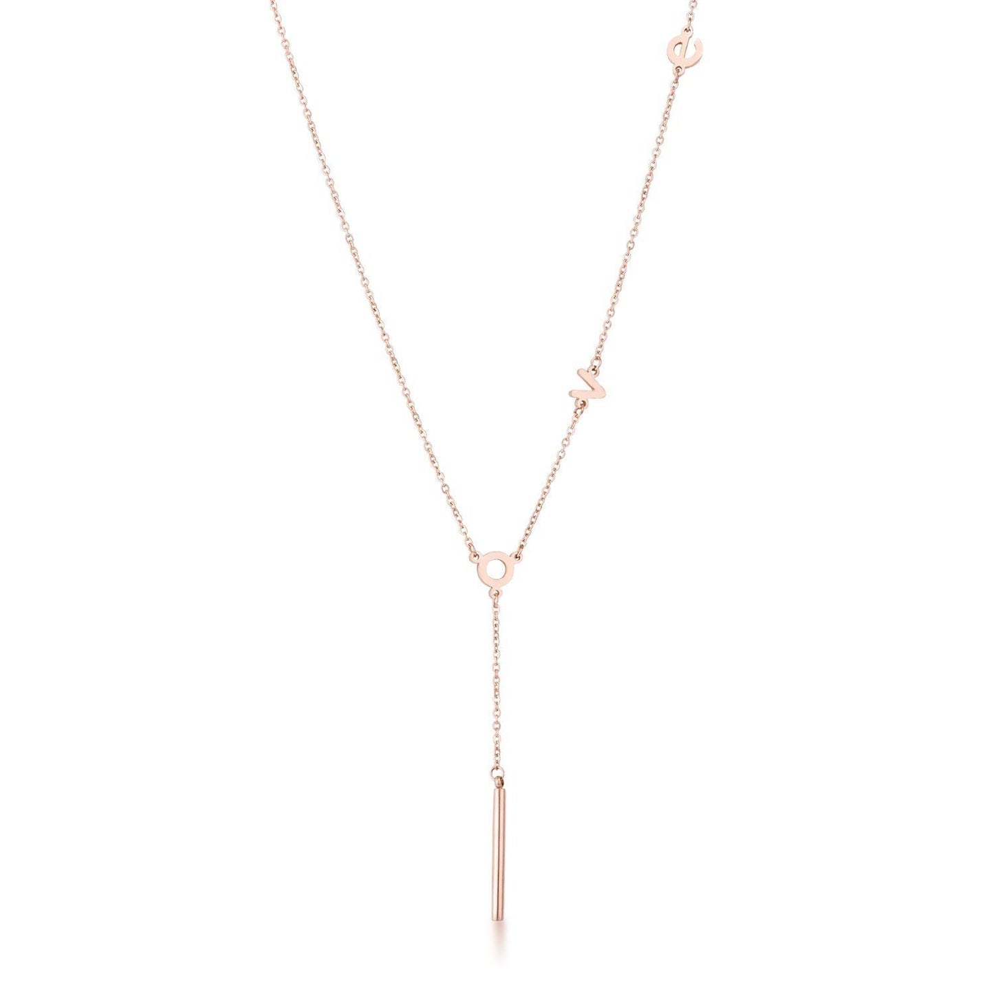 Stainless Steel Rose Gold tone LOVE Necklace