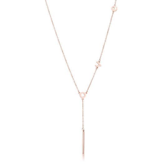 Stainless Steel Rose Gold tone LOVE Necklace