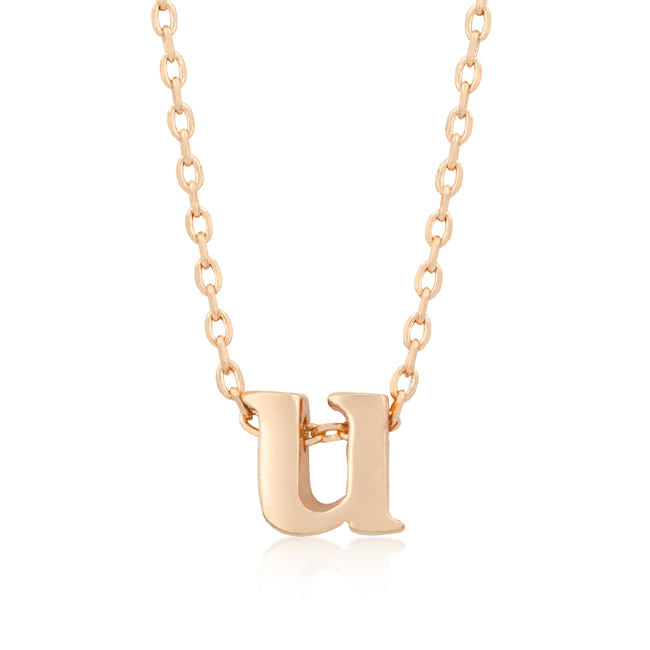 Rose gold Finish Initial U Pendant