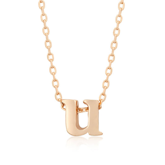 Rose gold Finish Initial U Pendant